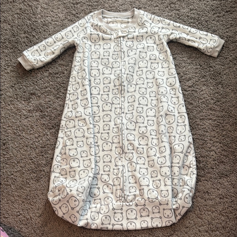 Carter's White and Gray Bear Long Sleeve Sleep Sack